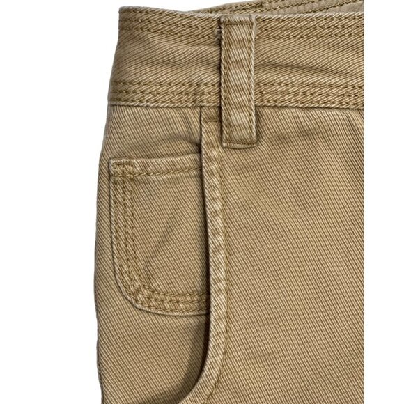 OLD NAVY Wide Leg Twill Trousers Women's 10 Regular Tan Low-Rise Button Pockets - Picture 3 of 16